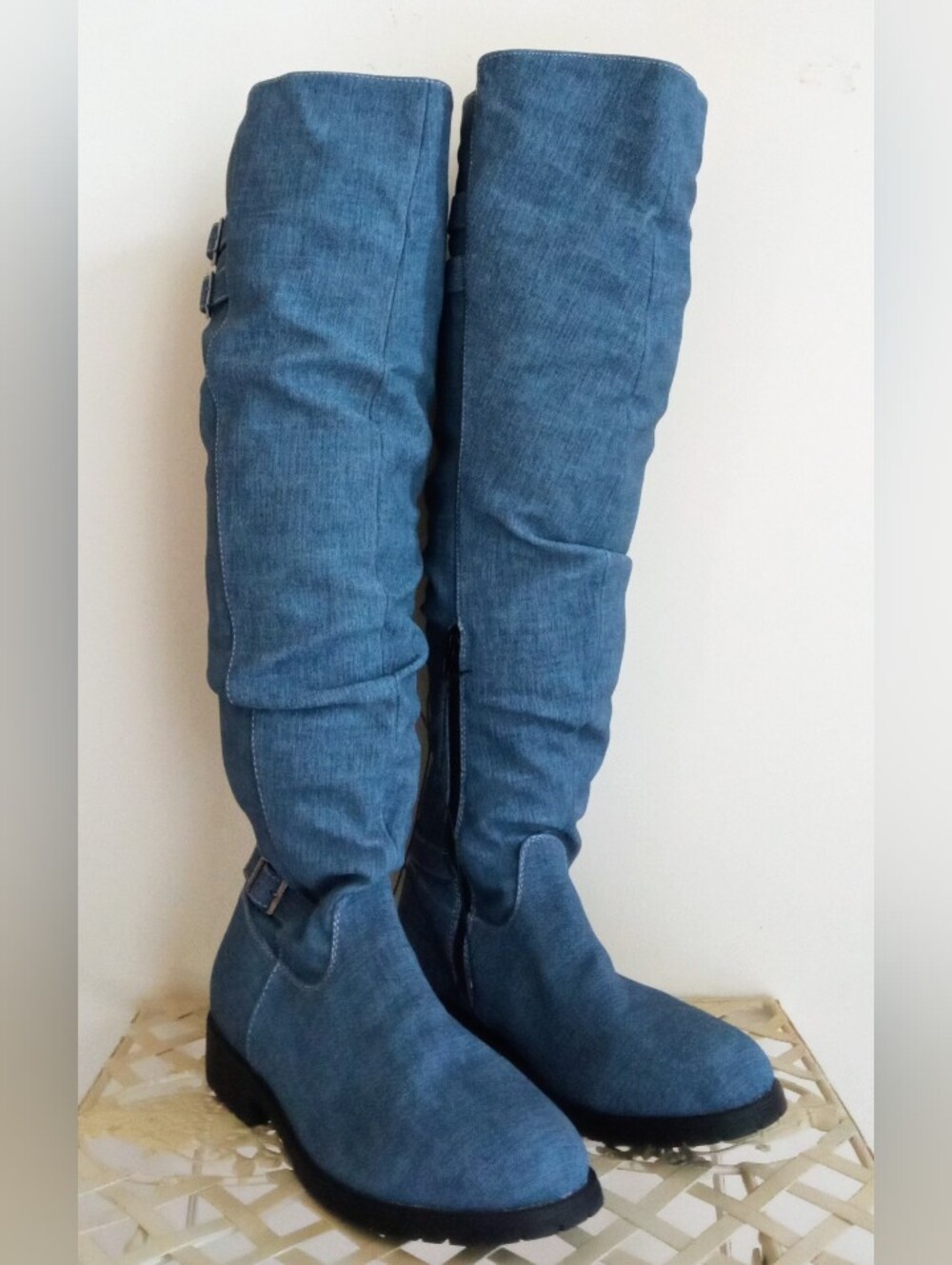 Over-the-Knee Denim Boots